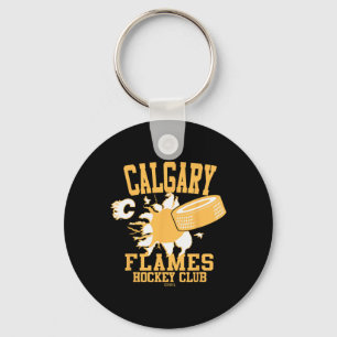 Calgary Flames Hockey Puck Burst Red Officially Li Keychain