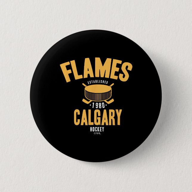 Calgary Flames Hockey Puck Nhl Officially Licensed 2 Inch Round Button (Front)