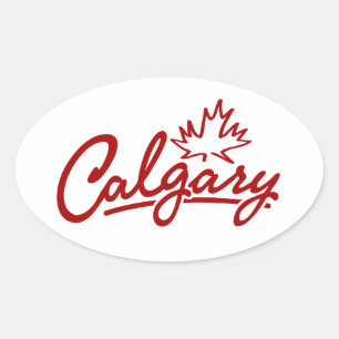 Calgary Leaf Script Oval Sticker