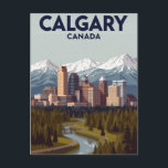 Calgary Mountain View Vintage Postcard<br><div class="desc">Celebrate the gateway to the Rockies with this beautiful, vintage-style postcard! It features the Calgary, Canada skyline nestled between a lush green forest, a winding river, and the majestic snow-capped mountains of the Canadian Rockies in the distance. The warm, inviting colors and classic illustration style capture the unique blend of...</div>