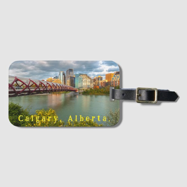 Calgary Peace Bridge and Cityscape View Luggage Tag (Front Horizontal)