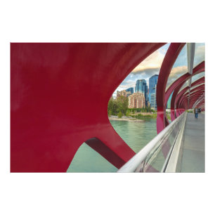Calgary Peace Bridge Structure and Cityscape View Photo Print