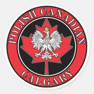 Calgary Round Polish Canadian Leaf Classic Round Sticker