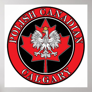 Calgary Round Polish Canadian Leaf Poster