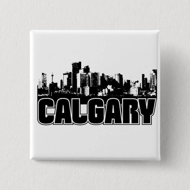 Calgary Skyline 2 Inch Square Button (Front)