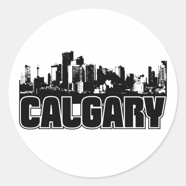 Calgary Skyline Classic Round Sticker (Front)