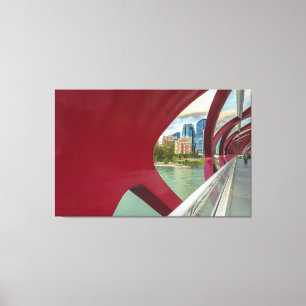 Calgary's Peace Bridge and Cityscape Canvas Print