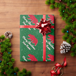 Cali bear silhouette in the snow custom Christmas Wrapping Paper