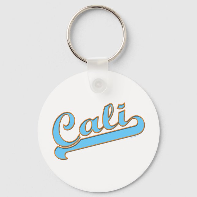 Cali California Surfer Logo in Blue Keychain (Front)
