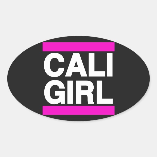 Cali Girl Pink Oval Sticker (Front)