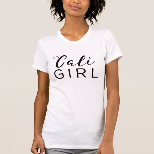 CALI GIRL Trendy Black Script Calligraphy Modern T-Shirt