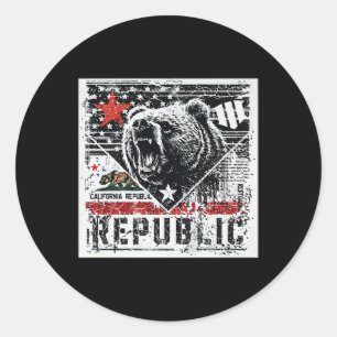 Cali Grizzly Grit – Graphic Tee Premium  Classic Round Sticker