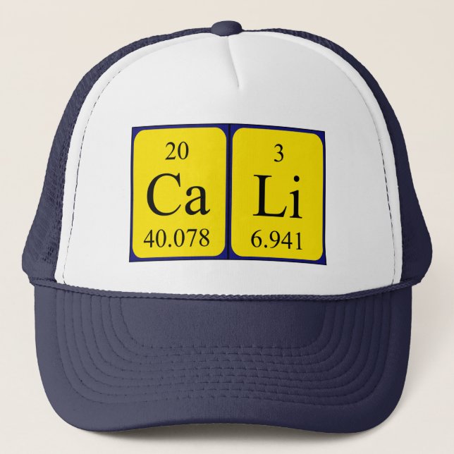 Cali periodic table name hat (Front)
