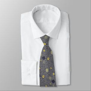 Cali Poppies in Grey and Yellow Tie
