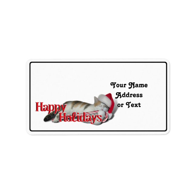 Cali the Calico Christmas Cat (With Text) Label (Front)