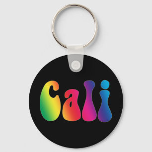 Cali Tie-Dye California Hippie Logo Keychain