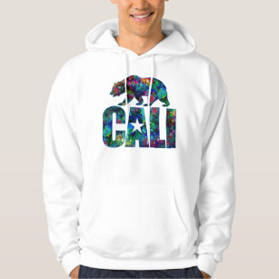 Cali Tie-Dye Logo and Grizzly Bear Hoodie