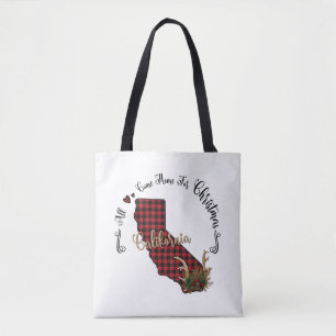 Calibornia Plaid All Come Home For Christmas Tote Bag