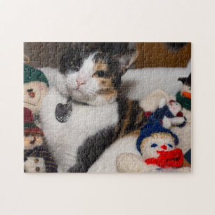 Calico And Snowmen Jigsaw Puzzle