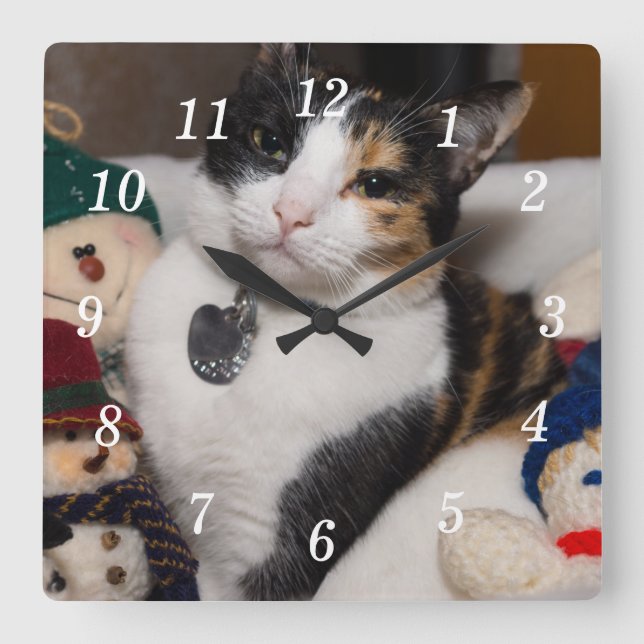 Calico And Snowmen Wall Clock (Front)