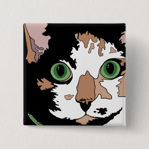 Calico Cat 2 Inch Square Button