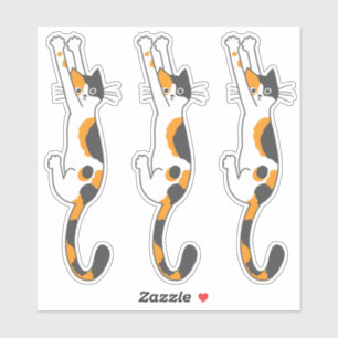 Calico Cat Accroché Stickers Chat Drôle