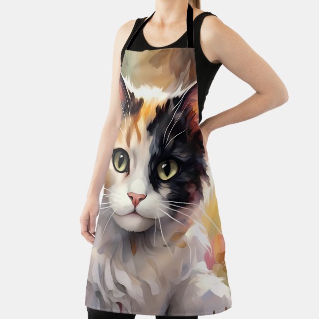 Calico Cat and Butterflies in Spring Garden Apron (Insitu)