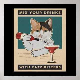 Calico Cat Bartender Poster