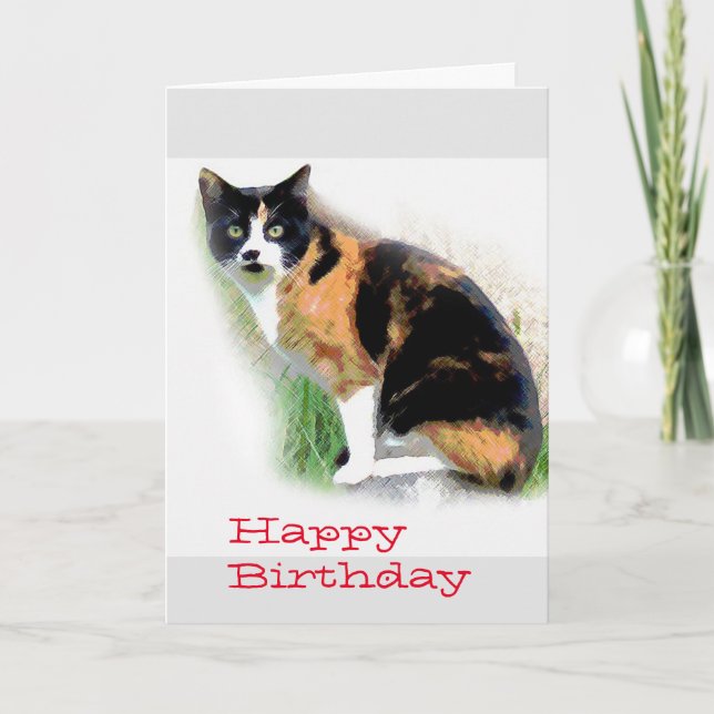 Calico cat Birthday Card (Front)