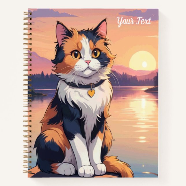 Calico Cat by Lake Notebook (Front)