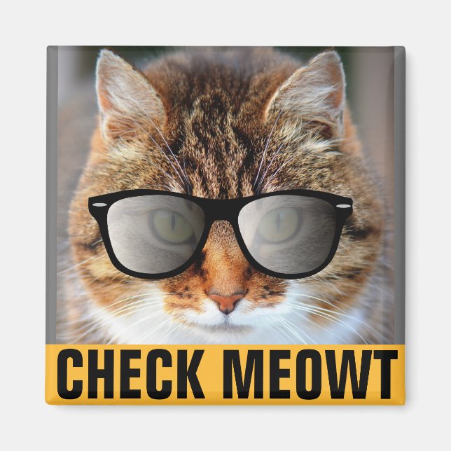 CALICO CAT, CHECK MEOWT MAGNETS (Front)