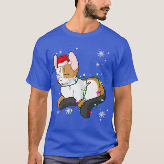 Calico Cat Christmas Lights Christmas Cat Santa ha T-Shirt