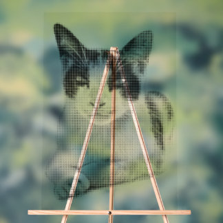 Calico Cat Comic Halftone Acrylic Sign