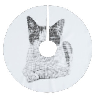 Calico Cat Comic Halftone Brushed Polyester Tree Skirt
