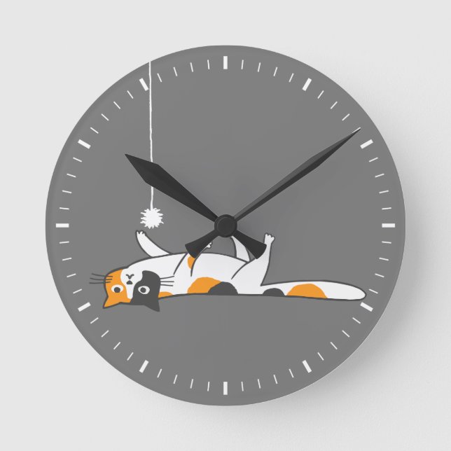 Calico Cat Cute Kitty Round Clock (Front)