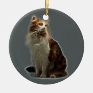 Calico Cat Fractal Ceramic Ornament