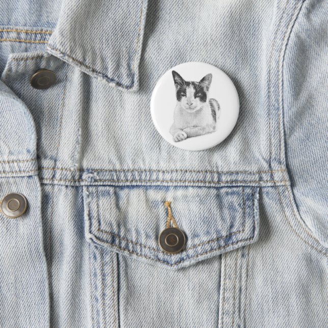 Calico Cat Halftone 2 Inch Round Button (In Situ)