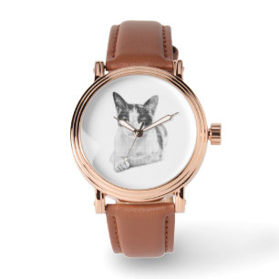 Calico cat halftone effect watch