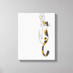 Calico Cat Hanging On   Funny Cat Lover's Canvas Print