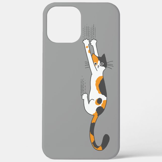 Calico Cat Hanging On Funny Cat Lover's Case-Mate iPhone Case (Back)
