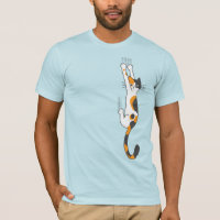 Calico Cat Hanging On Funny Cat Lover's