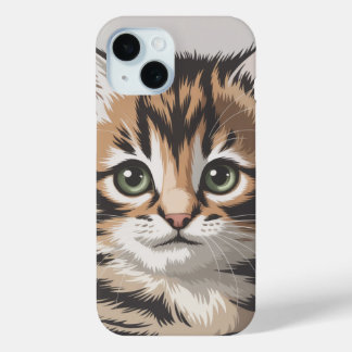 Calico Cat Illustration  for Cat Lovers iPhone 15 Case