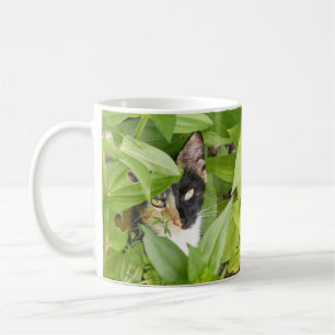 Calico Cat in the Zinnias Coffee Mug