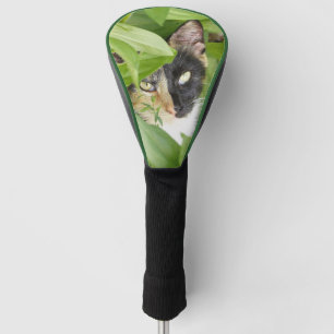 Calico Cat in the Zinnias Golf Golf Head Cover