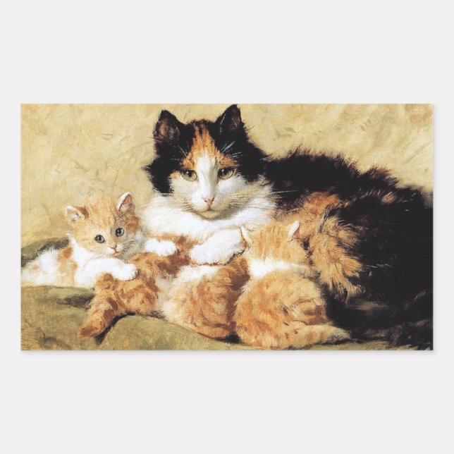 Calico Cat Kittens Vintage Henriette Ronner Knip  Sticker (Front)