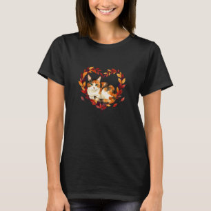 Calico Cat Lover Autumn Fall Leaves Halloween Mom T-Shirt