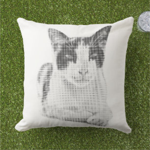 Calico Cat Minimal Halftone Outdoor Pillow
