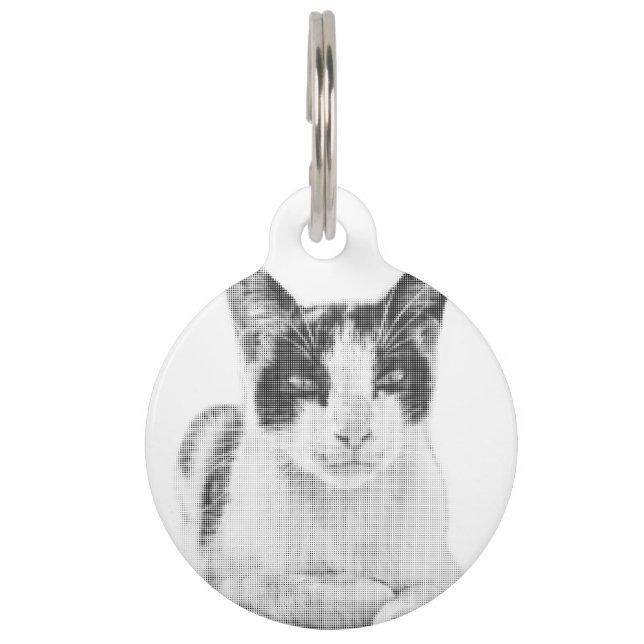 Calico Cat Minimal Halftone Pet Tag (Front)