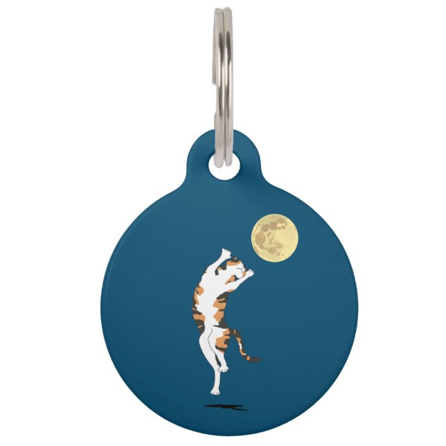 Calico Cat Moon Dancing Pet ID Tag (Front)