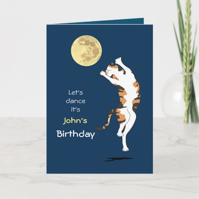Calico Cat Moon Danser Carte Anniversaire (Devant)